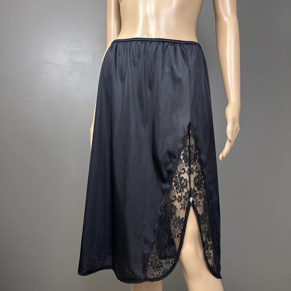 Vintage Half Slip Chantilly Maidenform Large Black Nylon Union Wide Lace ILGWU
